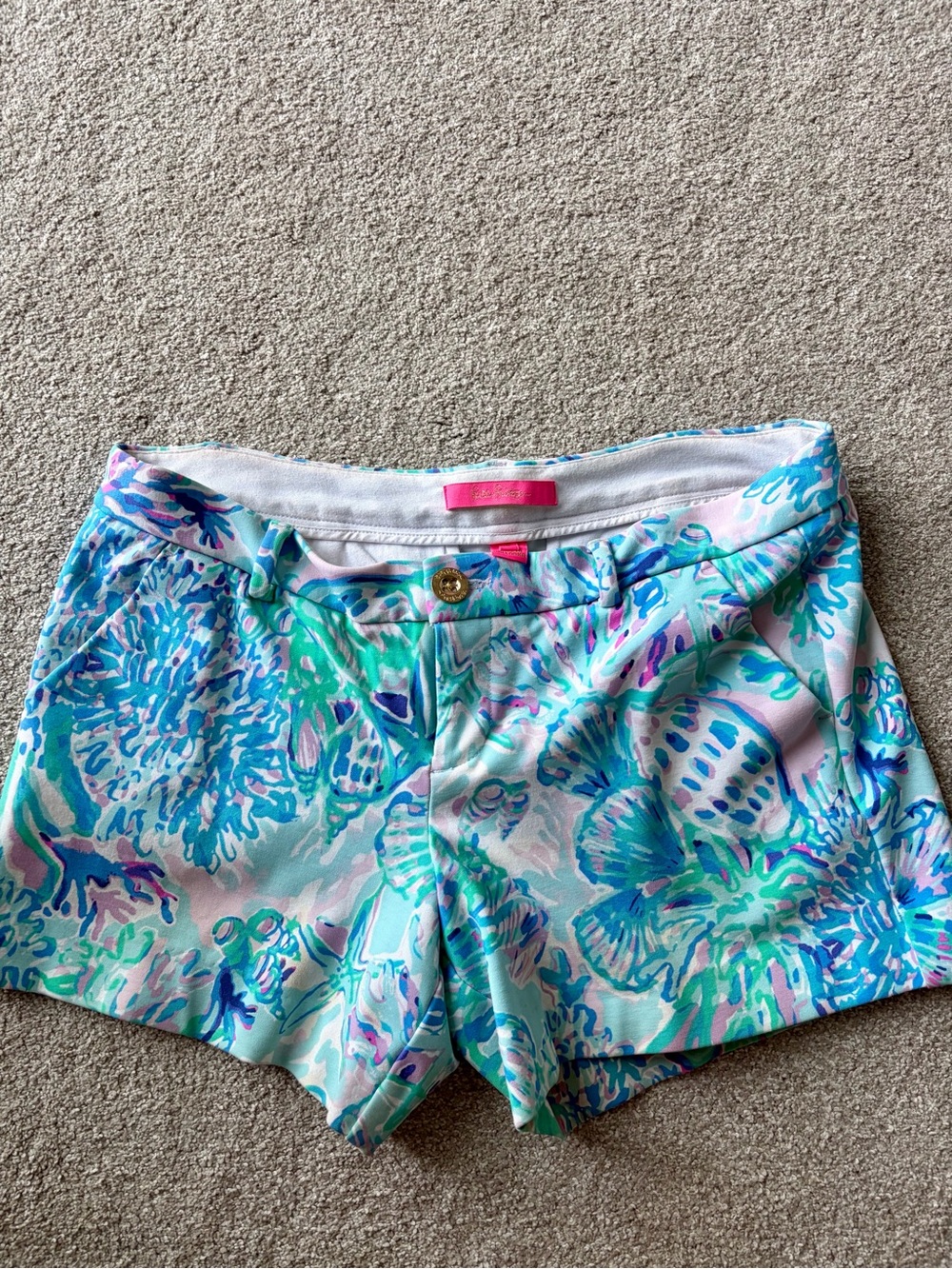 Lilly Pulitzer Aqua Floral Print Shorts